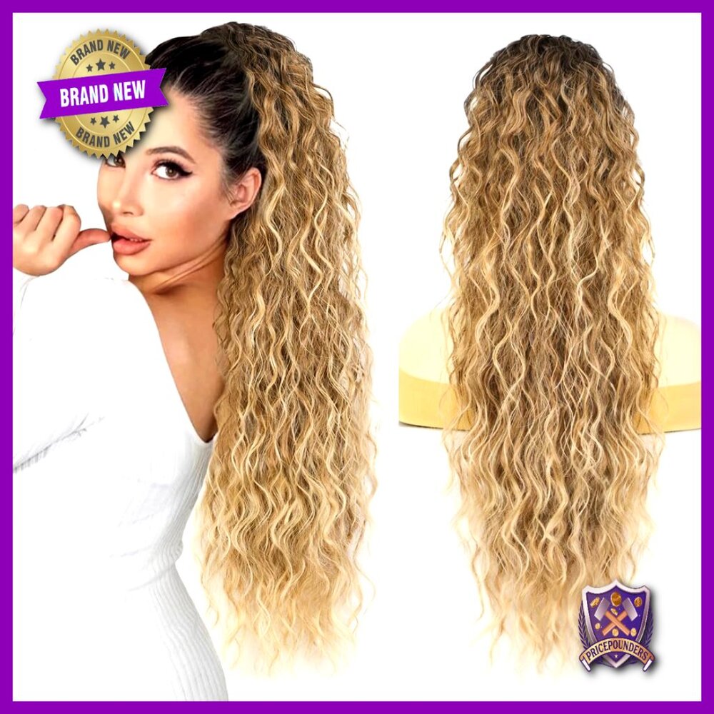 Synthetic Clip-In Ponytail Extension Curly Wavy Drawstring Lightweight Daily